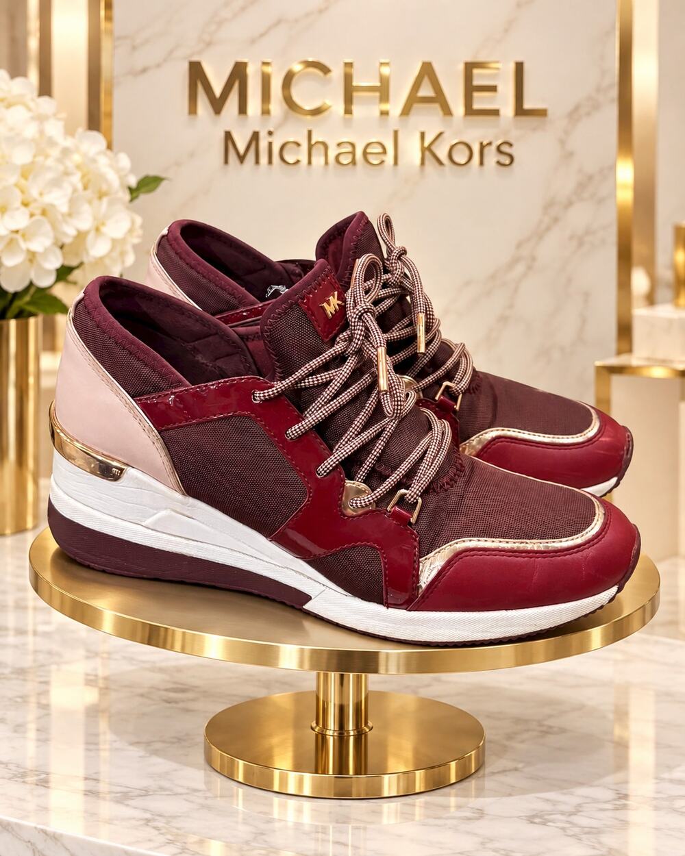 MICHAEL Michael Kors Willis Deep Red Wedge Trainers Women’s 8.5M EU 38.5